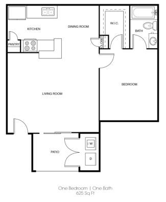 the floor plan for a one bedroom apartment at The Sonoma Apartments