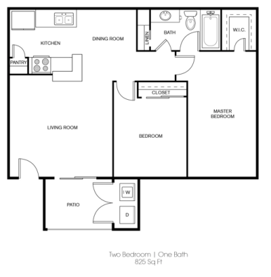 the floor plan for a two bedroom apartment at The Sonoma Apartments