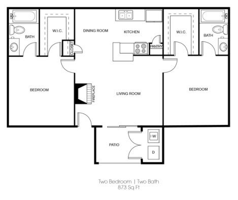 the floor plan for a two bedroom apartment at The Sonoma Apartments